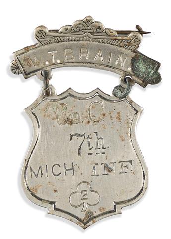 (CIVIL WAR--MICHIGAN.) Photographs and veteran's medal of Michigan soldier William T. Brain.